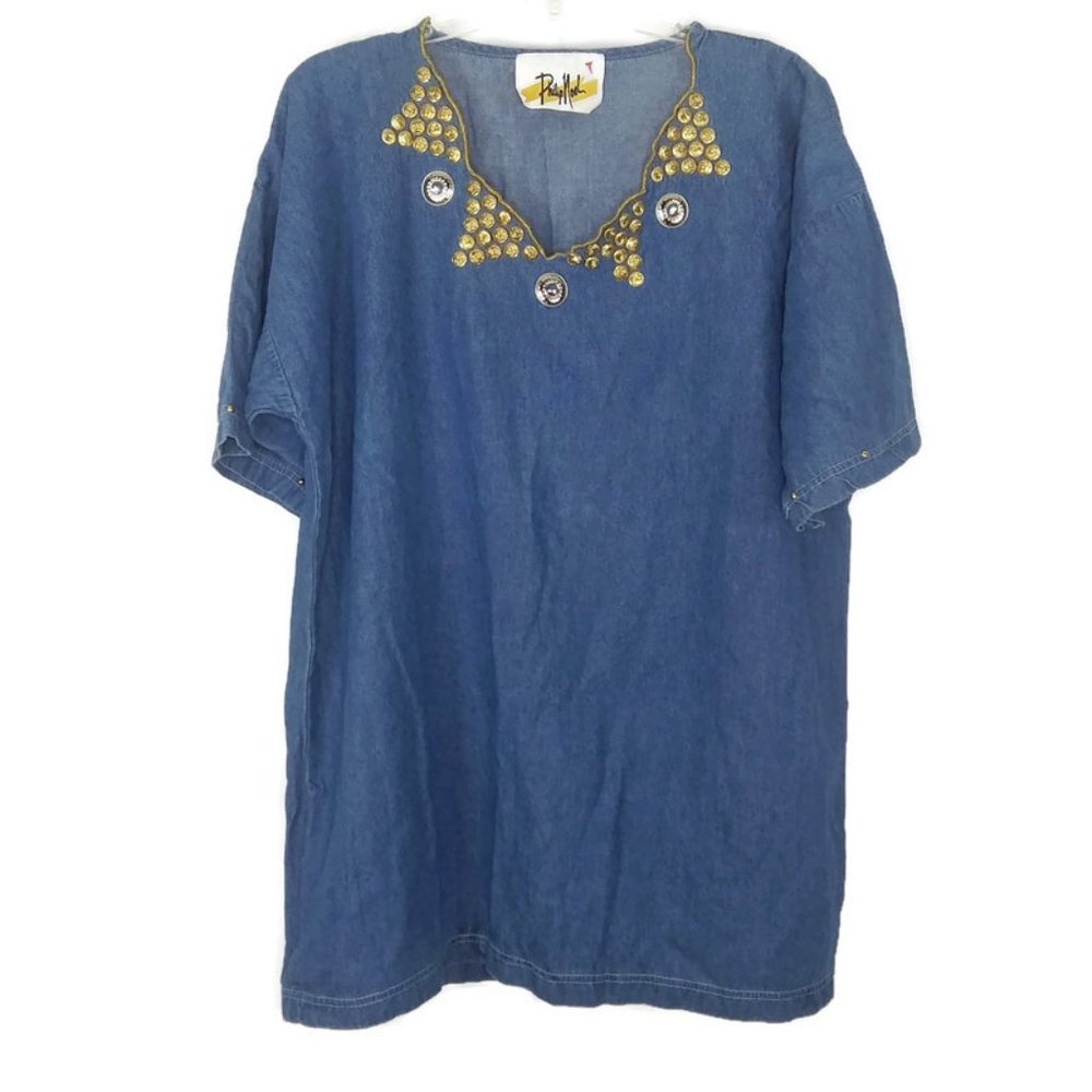 Vintage Phillip Noel Chambray Studded Tunic